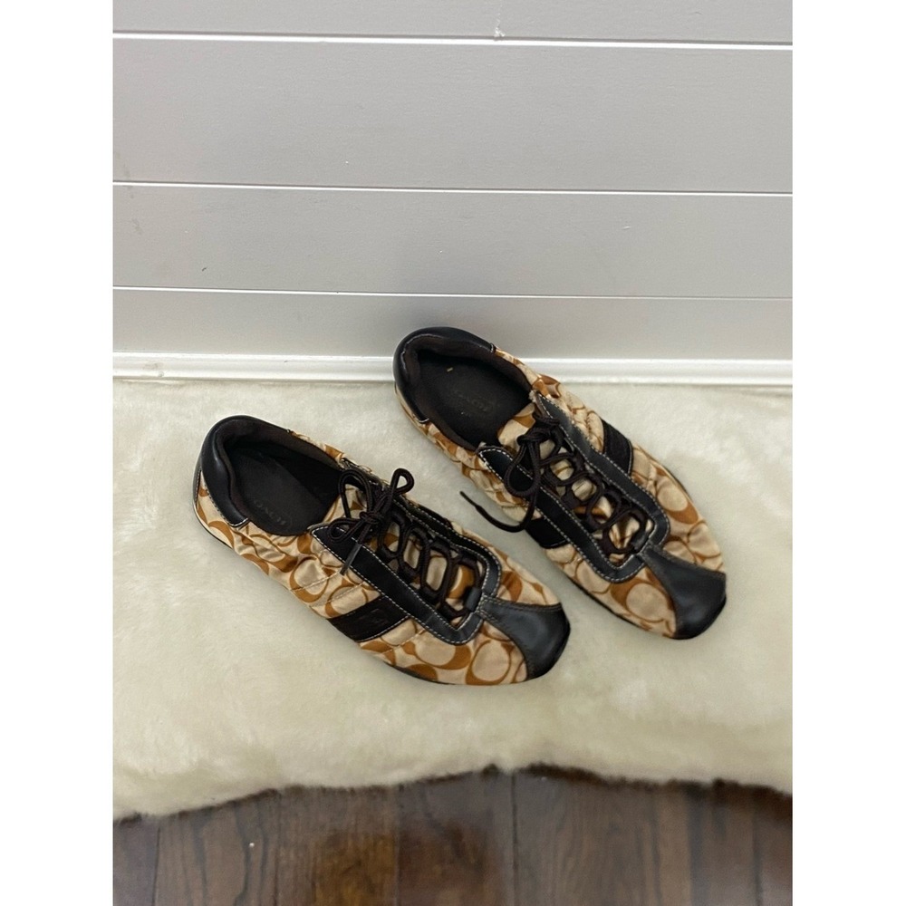 Y2K Coach Kirby Tan & Black Silk Signature Sneakers Vintage
